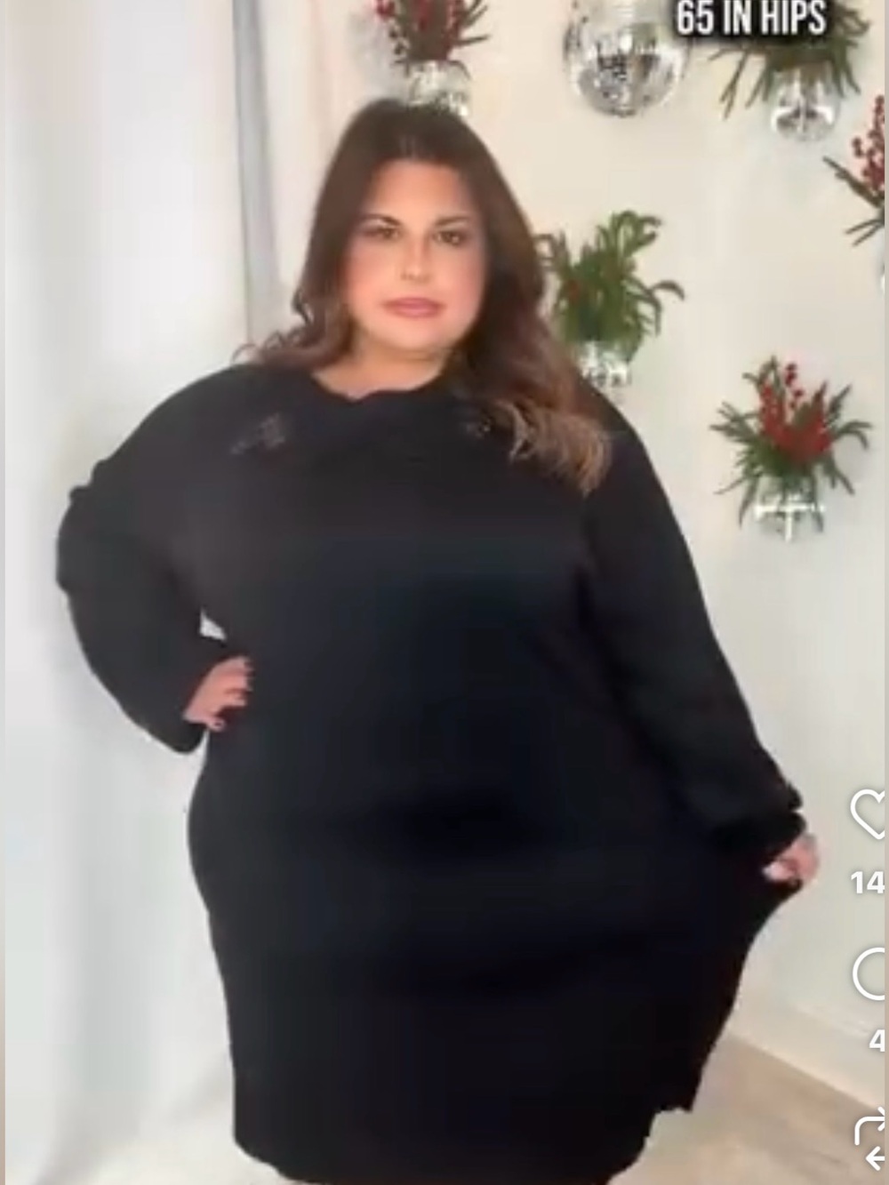 Plus Black Long Sleeve Sweater Dress
